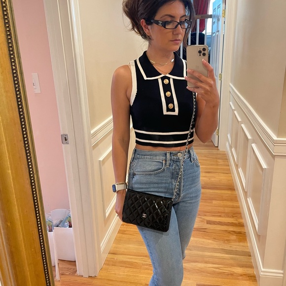 💯 CHANEL
Patent Quilted Wallet On Chain WOC Black - Picture 10 of 11